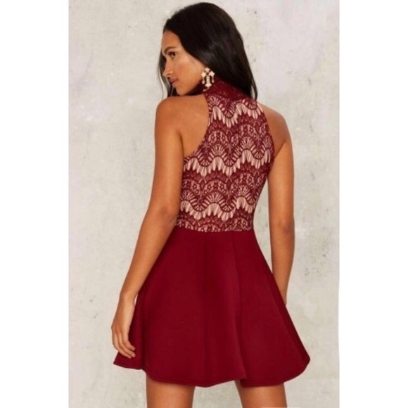 NWT Nasty Gal Red Lace Scuba Fit and Flare Dress - Picture 7 of 7